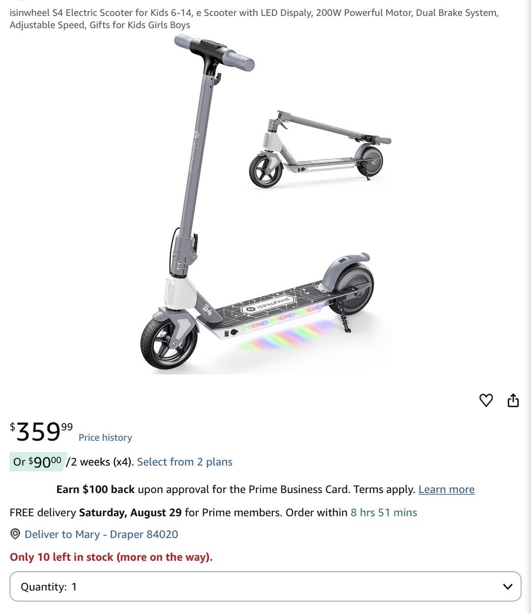 Electric scooter with Bluetooth + lights!! New in box..!!!