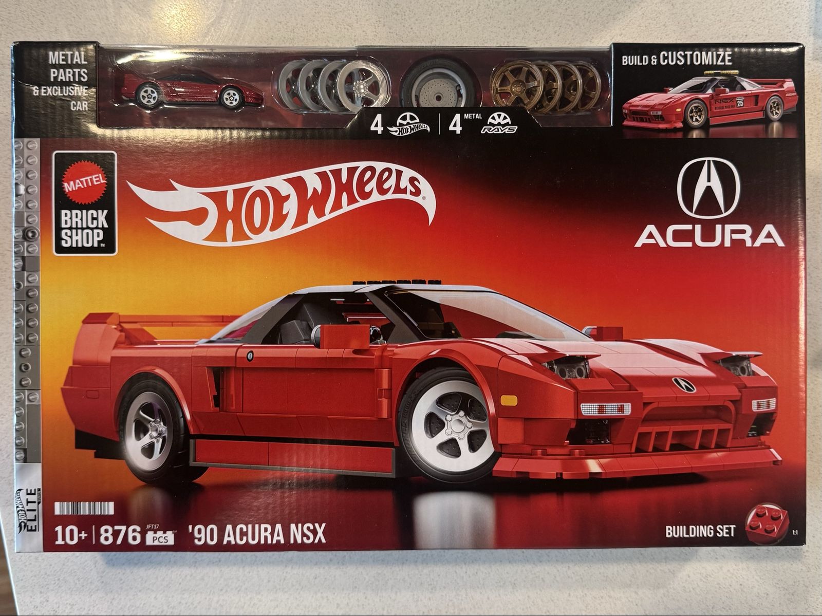 Mattel Hot Wheels Brick Shop '90 Acura NSX Building Set 876 Pieces JFT17