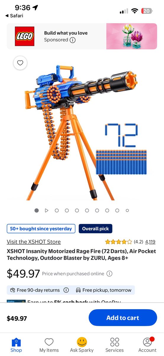 XSHOT Insanity Motorized Rage Fire (72 Darts), Air Pocket Technology, Outdoor Blaster by ZURU, Ages 8+