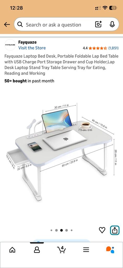 Laptop Bed Desk / White