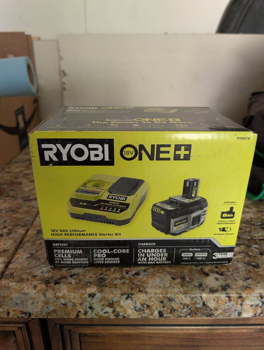 Ryobi ONE+ HP 18V 8.0Ah 8Ah Battery and Rapid Charger Starter Kit
