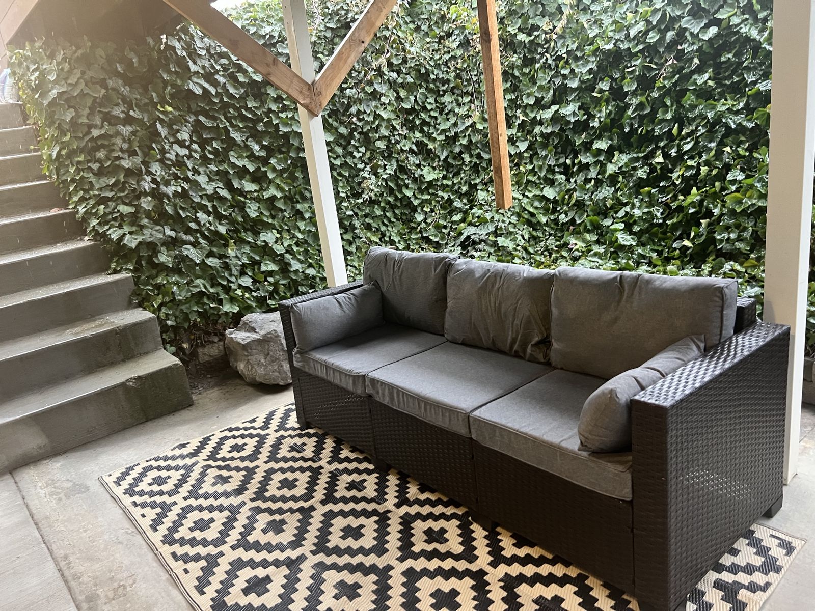 Outdoor couch and rug