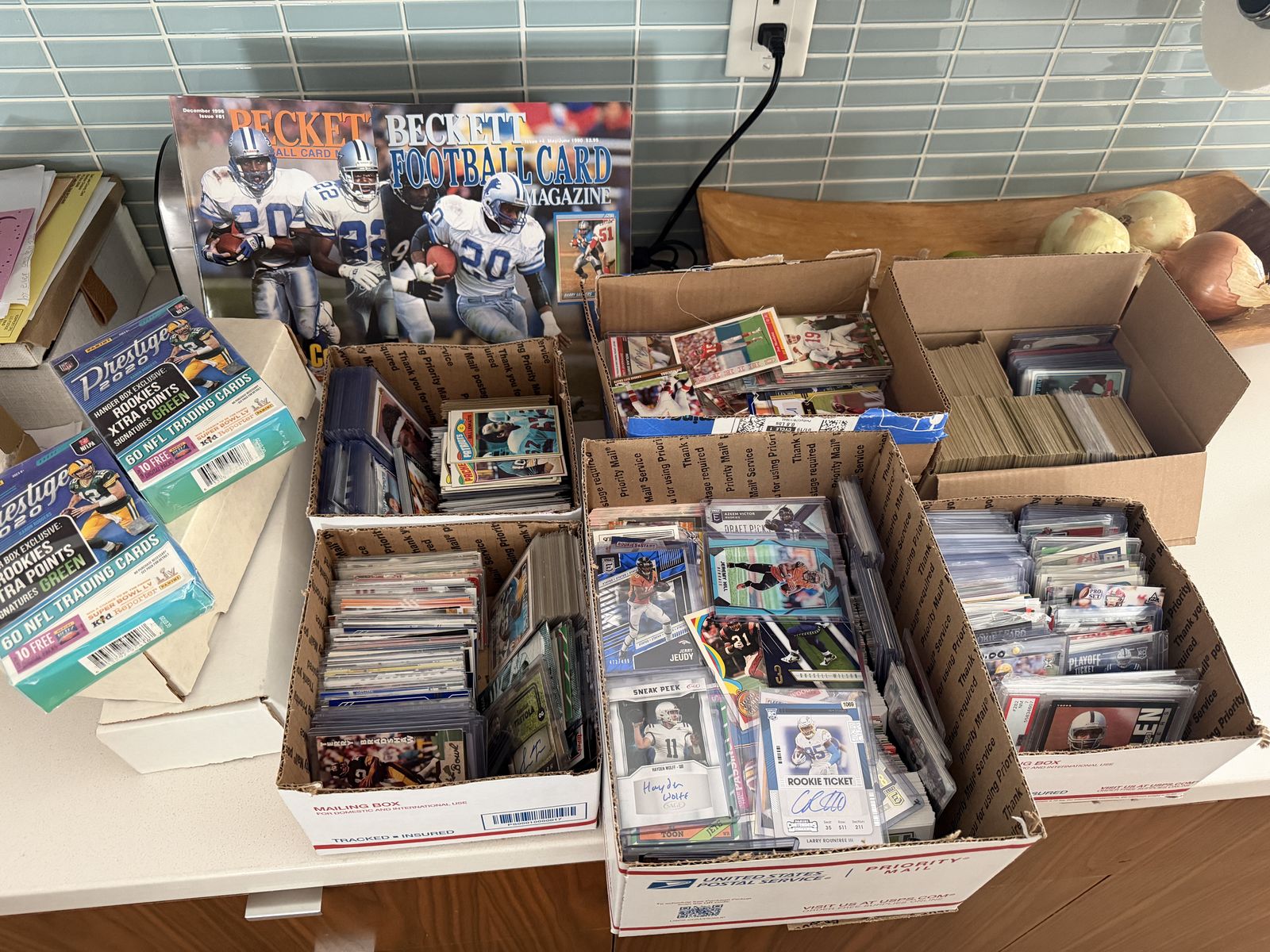 Football card collection. Huge! Mostly stars and rookies. Also a bunch of vintage 70's and 80's. Autographs and more.