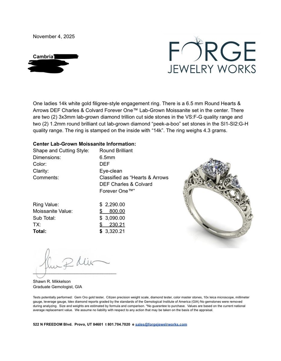 Moissanite/Diamond Ring, SIZE 8