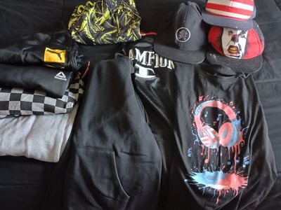 boys Apparel & Accessories Lot - Champion, Puma, Reebok Sweatpants, Shirts & Hats size large, good condition selling all for 40