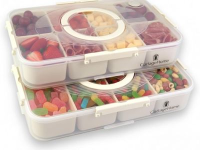 NEW Snackle Box Container with 8 Removable Compartments - 2 Pack Divided Serving Tray with Lid