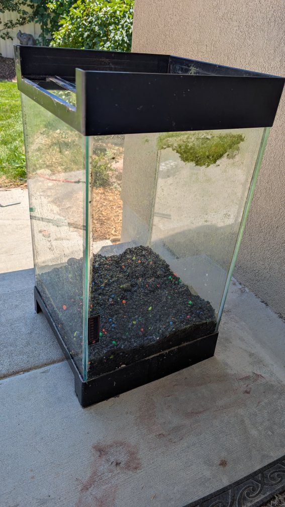 Aquarium Fish Tank with Roman Ruins Decoration - Used 15 Gallon