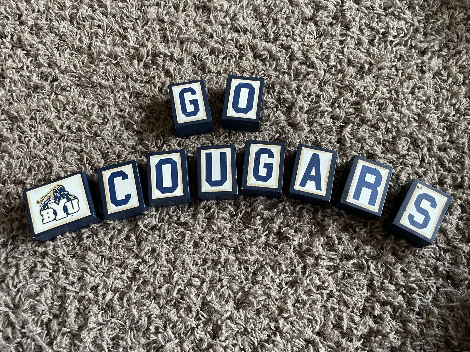 BYU Cougars "GO COUGARS" Wooden Block Set - Team Spirit Decor