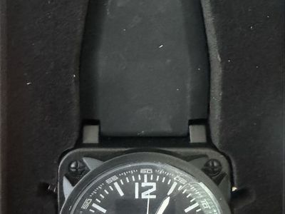 TactLine Military Style Waterproof Quartz Watch Black Rubber Strap