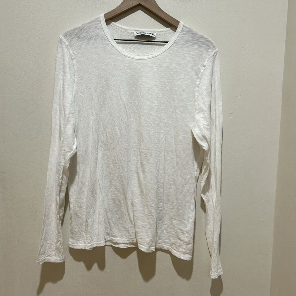 American Giant Long Sleeved White T-Shirt Top XL