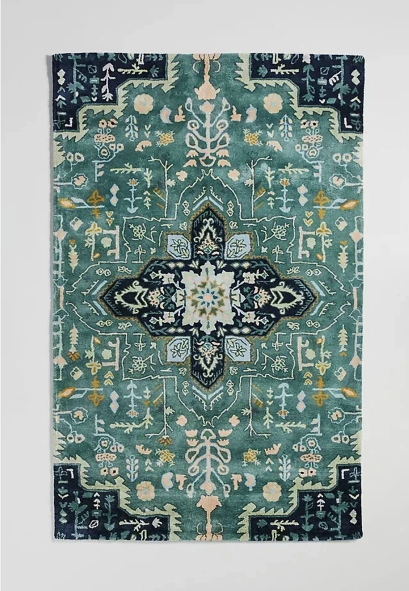 Anthropologie 8'x10' Turquoise Tufted Maribelle Rug