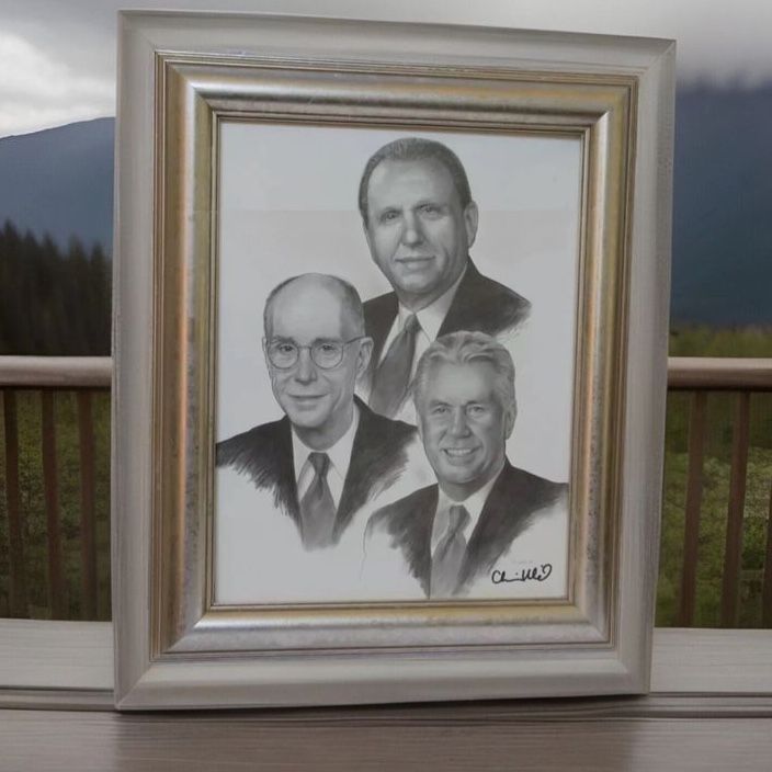 LDS President Thomas S Monson Henry Eyring Dieter Uchtdorf Framed Print