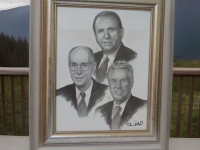 LDS President Thomas S Monson Henry Eyring Dieter Uchtdorf Framed Print