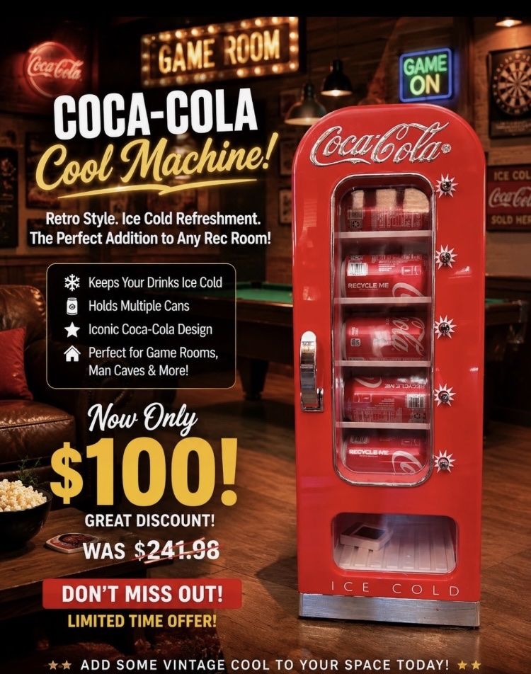 Vintage Coca-Cola Icebox Mini Fridge Beverage Dispenser - Red
