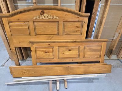 Wooden Full Bed Frame with Headboard and Footboard