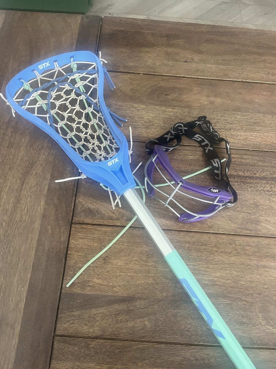 STX Crux 100 Women's Lacrosse Stick Complete Set with Purple STX 4Sight Goggles