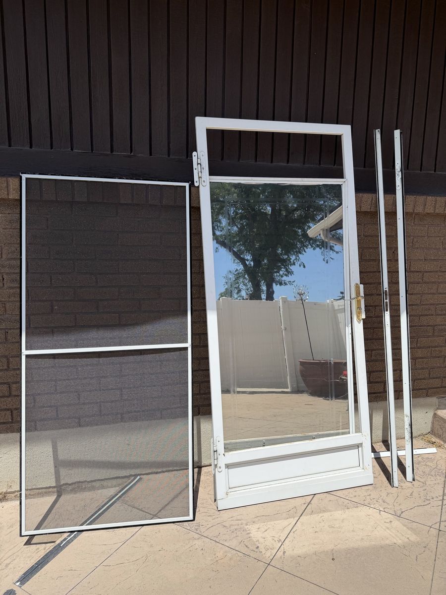 White Aluminum Screen Door & Storm Window Combo - Used