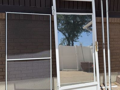 White Aluminum Screen Door & Storm Window Combo - Used