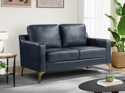 New in Box NAVY Serta 55.5 in. Blue Faux Leather 2-Seater Loveseat