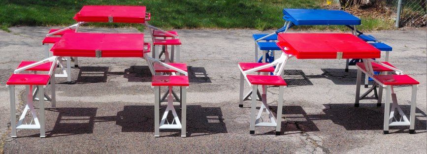 Folding Picnic Camping Tables with Built-in Seats