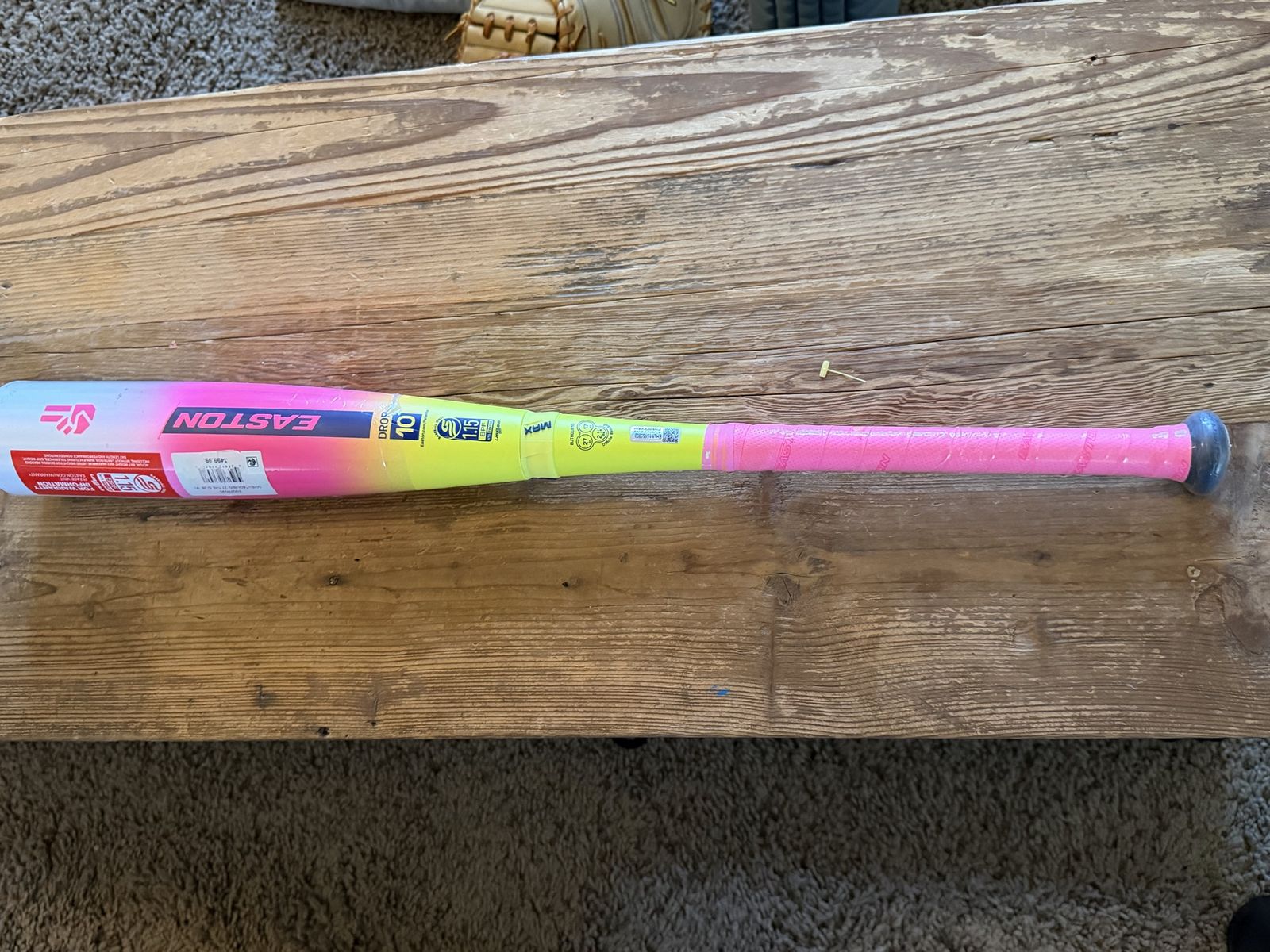 Easton The DUB Double Barrel -10 Baseball Bat 27in 17oz Pink/Yellow brand new in plastic