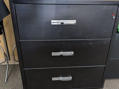 Phoenix fireproof wide Filing cabinet with 3 drawers