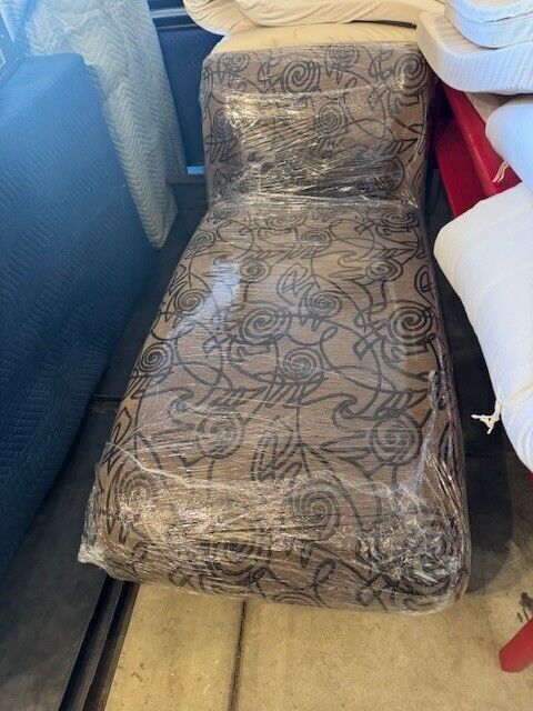 Chaise Lounge - Custom Patterned Fabric (Brown with tan wooden legs)