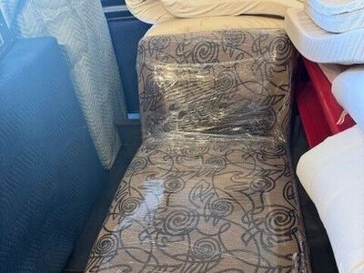 Chaise Lounge - Custom Patterned Fabric (Brown with tan wooden legs)