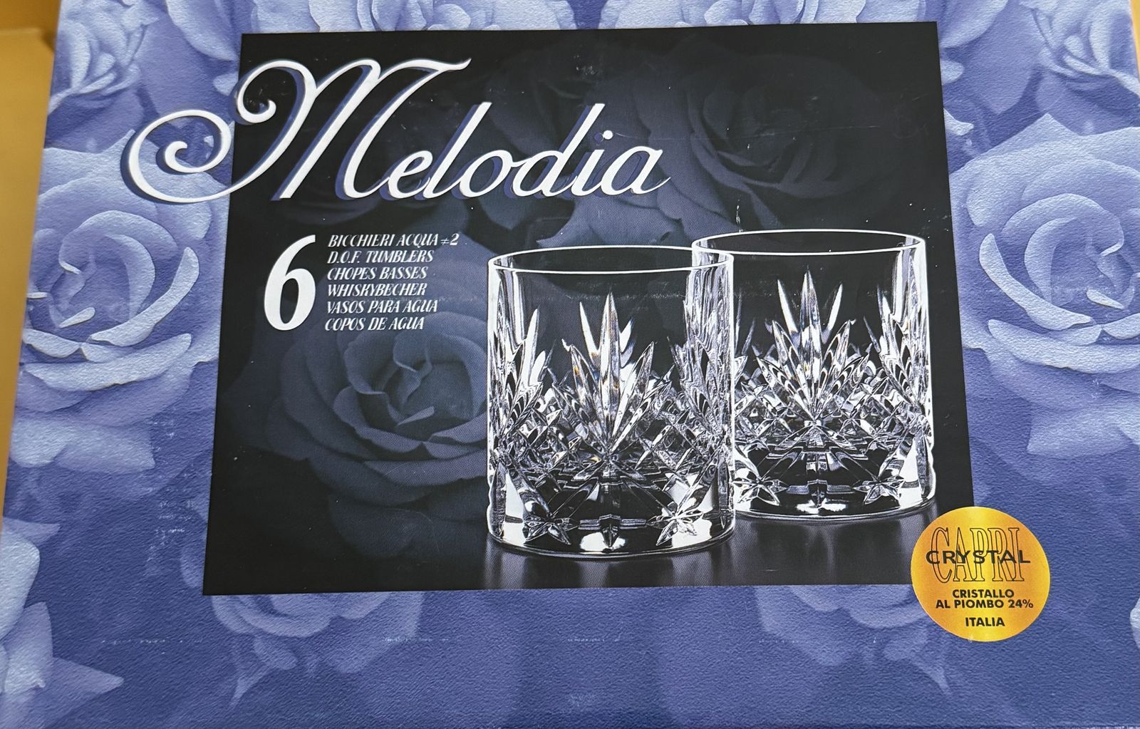 Capri Crystal Whiskey Glasses 6pc