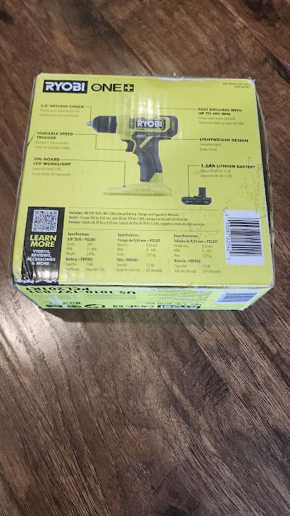 New Ryobi 18V Cordless 3/8 in. Drill/Driver KIT with 1.5 AH Battery and Charger