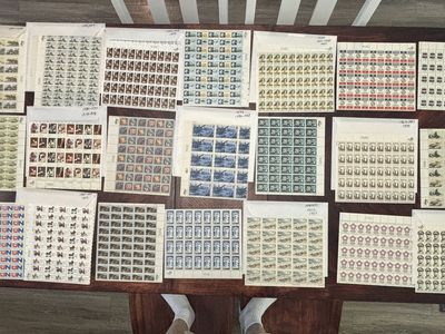 Stamp sheets MNH from 1970’s at $2 over face value per sheet.