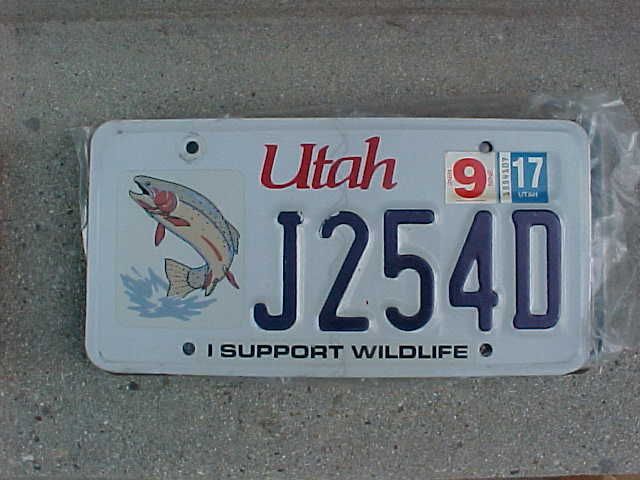 Single Utah Trout license plate