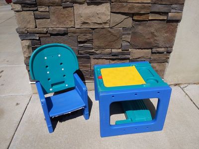 1990s Vintage Evenflo Phases Activity Table & Chair Set - Sensory Play table