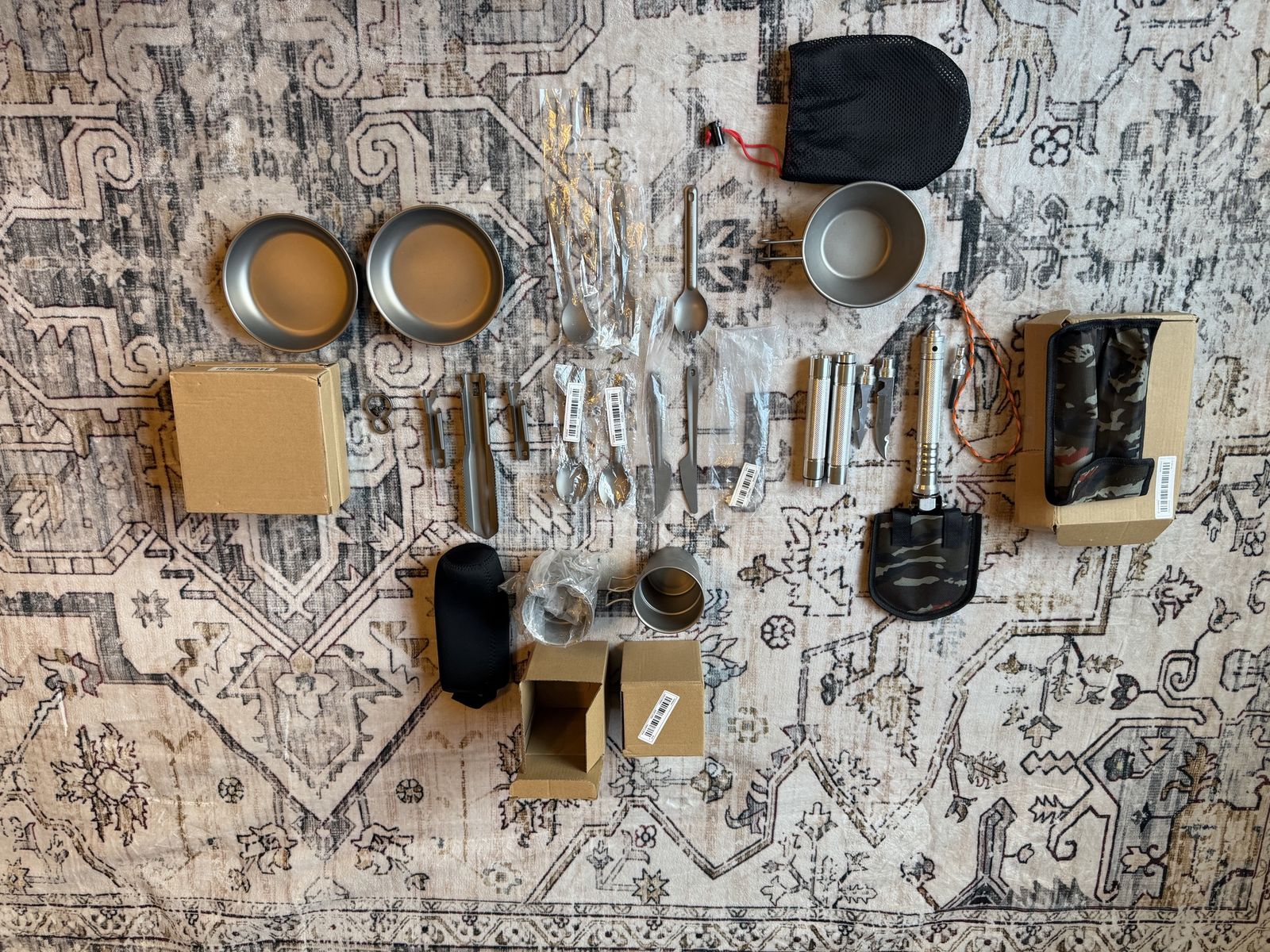 Titanium Camping Cookware Mess Kit & Survival Gear Set