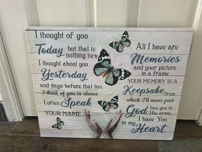 Memorial Butterfly Wall Art – “I Thought of You Today” Remembrance Décor