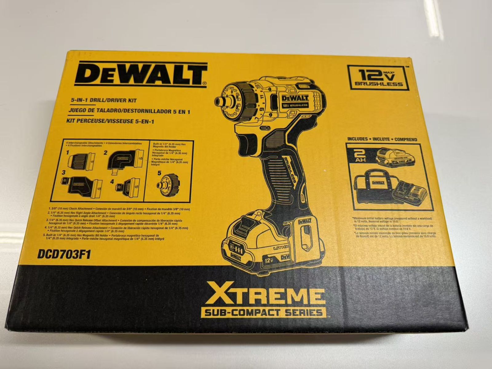 Brand New DEWALT XTREME 12V 5-in-1 Brushless Drill Kit – DCD703F1