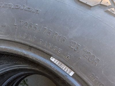 BF Goodrich T/A K02 size LT265/75 R16