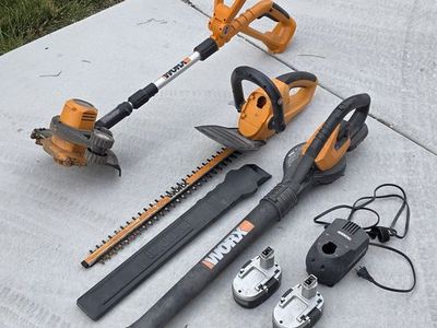 Worx 3pc Cordless Combo Kit (Blower, Trimmer, and Hedge Trimmer)
