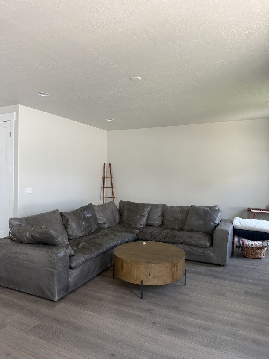 Restoration Hardware Cloud Sectional: Gray Leather, Oversized Comfort Couch