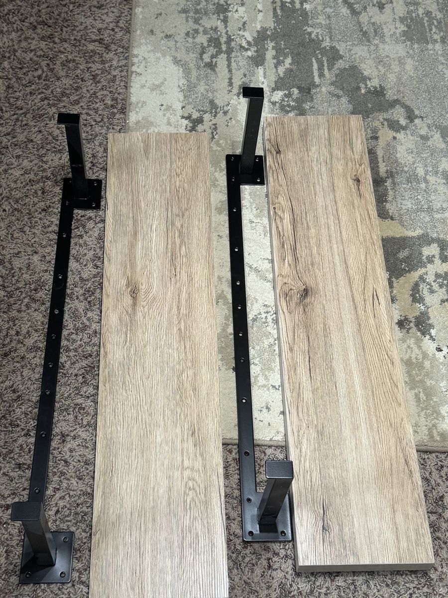 2 48" Wood Pattern Shelves With Brackets