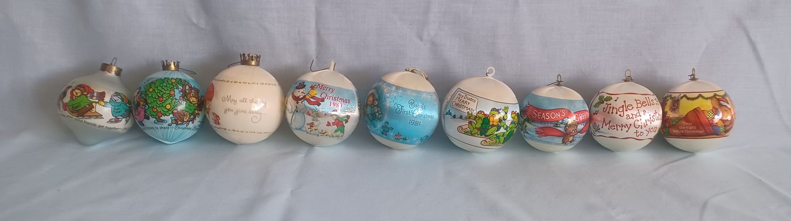2 ½” -3” Satin Ball Ornaments – Set of 9