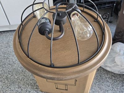 Rustic Industrial Cage Flush Mount Ceiling Light Fixture with Edison Bulbs