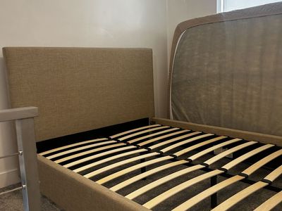 Queen Beige Bed with Headboard
