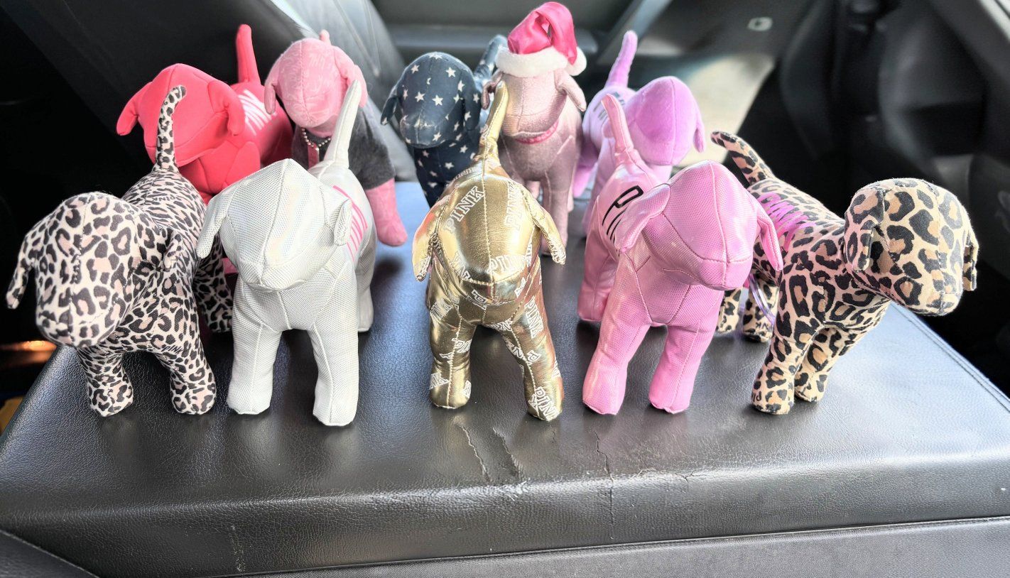 Pink Victoria's secret Dog plush collection Lot-of 10