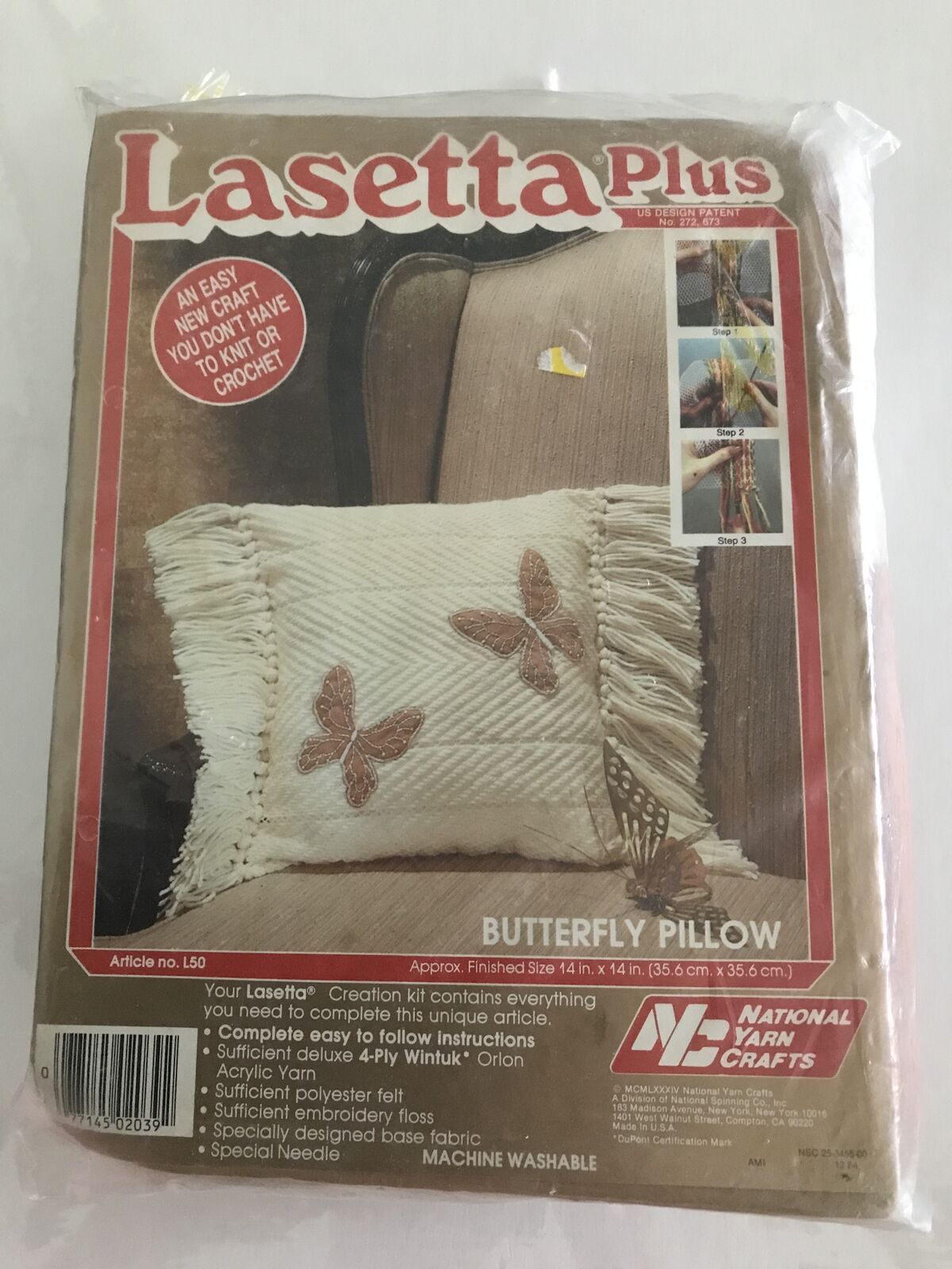 Butterfly Pillow Kit Lasetta Plus by National Yarn Crafts L5, Started