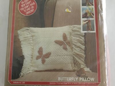 Butterfly Pillow Kit Lasetta Plus by National Yarn Crafts L5, Started