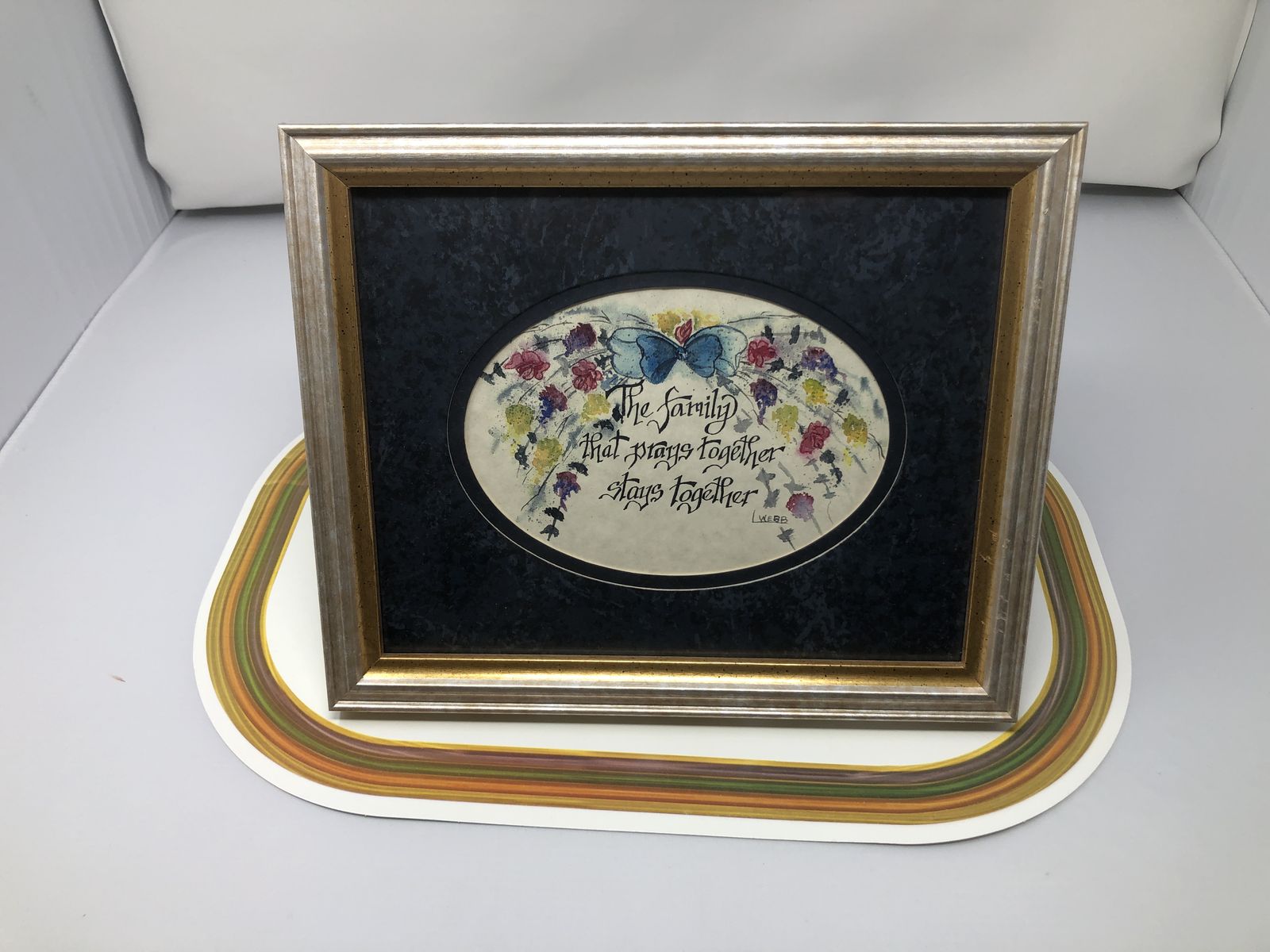 Vintage-Style Calligraphy Framed Art – "The Family That Prays Together..."