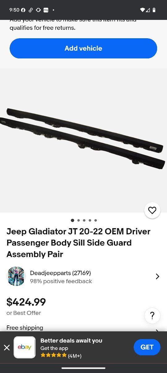 Jeep gladiator JT 2020-2022 OEM Body Side Guards
