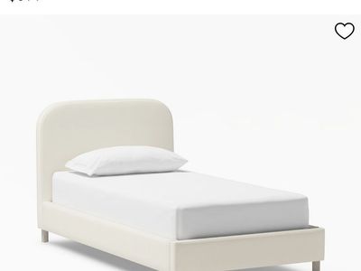 TWO Pottery barn teen Miller Upholstered Beds - Greenguard Gold Certified White Twin Size and dresser