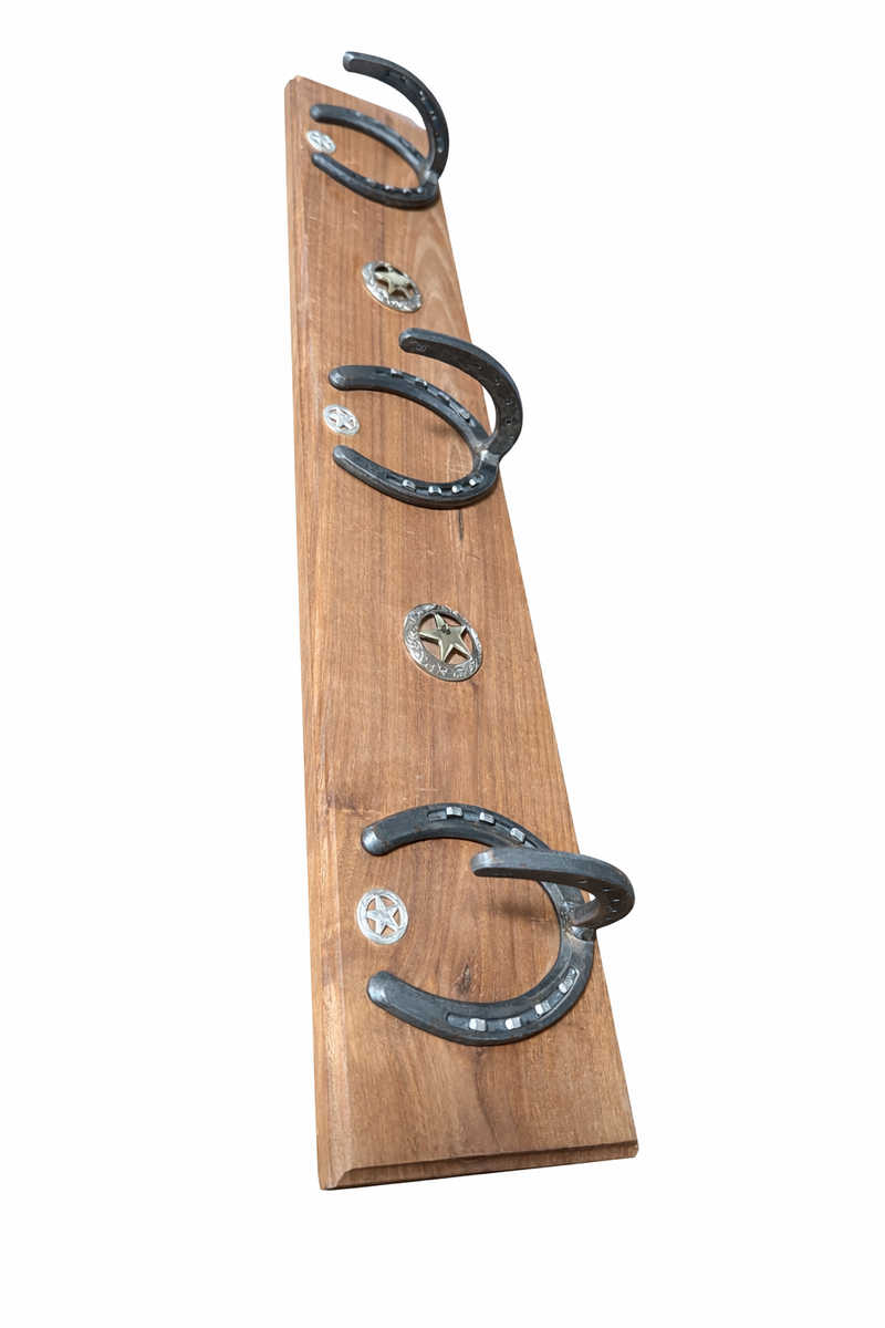 Handcrafted Walnut Coat Rack – Horseshoe Hooks (Rustic / Western)